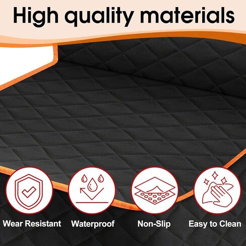Front Seat Dog Cover, Waterproof Car Seat Covers for Dogs Nonslip Scratch-Proof Dog Seat Cover Front Seat for SUV, Trucks & Cars - S, Black/Orange in Kuwait