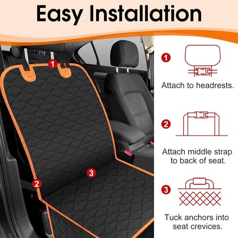 Front Seat Dog Cover, Waterproof Car Seat Covers for Dogs Nonslip Scratch-Proof Dog Seat Cover Front Seat for SUV, Trucks & Cars - S, Black/Orange in Kuwait