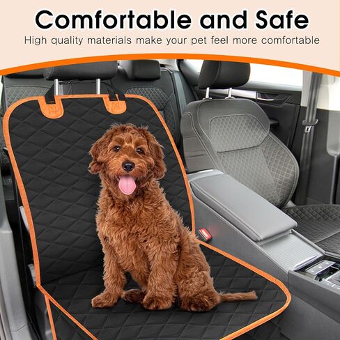 Front Seat Dog Cover, Waterproof Car Seat Covers for Dogs Nonslip Scratch-Proof Dog Seat Cover Front Seat for SUV, Trucks & Cars - S, Black/Orange in Kuwait
