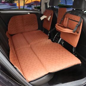 Kaptin Car Sleeping Pad, Non-Inflatable Car Mattress Folding Camping Mattress Camping Bed for Car, Portable Car Bed Mattress SUV Car Sleeping Bed Back Seat (PU Leather, 50‘’ x 30'', Brown)