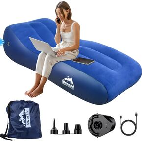 Luxury Inflatable Lounger Ultra-Wide 35.4 ", Self Inflatable Couch with Built-in Pump, Comfortable Top Surface Camping Mattress, Portable Blow Up Sofa Air Chair for Home Outdoor Camping
