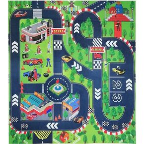 Kids Carpet Playmat,Thin Kid Felt for Toy Cars,Great For Playing With Cars and Toys,Boys and Girls Educational Road Traffic Play Mat- Learn and Have Fun Safely