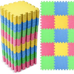 60 Pcs Kids Foam Puzzle Floor Mat Bulk Solid Color Foam Play Mat with Borders Interlocking Multi Use Floor Rug for Baby Toddler Children Crawling Exercise Playroom 12 inch (Black)