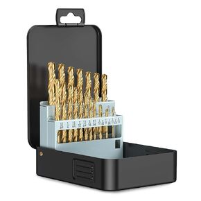 Lichamp 29-Piece HSS Drill Bit Set, High-Speed Steel Drill Bits with Titanium Coating from 1/16" to 1/2" for Metal,Steel, Cast Iron, Wood, and Plastic - Comes with Indexed Steel Case