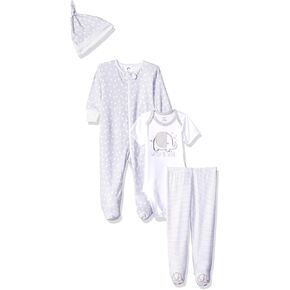 Gerber Baby Boys' 4-Piece Sleep 'N Play, Onesies, Pant and Cap