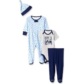 مجموعة Gerber Baby Boys مكونة من 4 قطع Sleep 'N Play، ملابس داخلية وبنطلون وقبعة