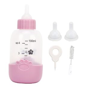 CHICIRIS Pet Nursing Bottle, Portable Paw Pattern Silicone Pet Milk Bottle with 3 Pcs Nipples, Cat Feeding Bottle for Newborn Kittens Hamster Puppies Rabbits (Blue)