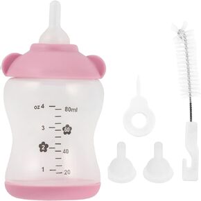 POPETPOP Puppy Bottles for Nursing, Pet Nursing Bottle Kits Newborn Puppy Feeder Cat Feeding Bottle Small Animal Feeding Bottle for Kittens, Puppies, Rabbits, Small Animals Pink