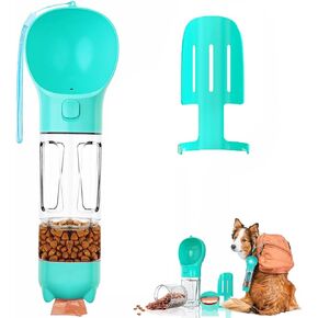 Dog Water Bottle 4 in 1 Portable Water Bottle for Dogs,Pet Travel Water Bottle Dispenser Puppy Supplies,Replaceable Waste Bags Pet Accessory(Blue)