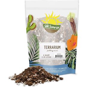 Terrarium Potting Soil Mix (4 Quarts), w/Blended Filtering Charcoal Custom Made for Terrariums