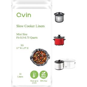 16 Oz Mini Crocpot Slow Cooker Liners, Disposal Plastic Bags, Compatible with Qvin 0.65Qt Slow Cooker, 20 OZ Croc-pot, Betty 0.7Qt Crocker,Fit 0.5 to 0.75Quart, 1 Pack (10 Liners)