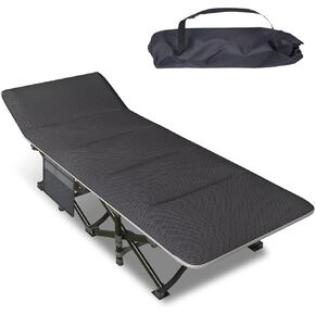 Mopaicot Camping Cot for Adults, Folding Bed with Comfortable Cushion, Tent Portable Sleeping Bed with Carry Bag for Camp Office Use Outdoor Cot Bed for Traveling Supports 450 lbs