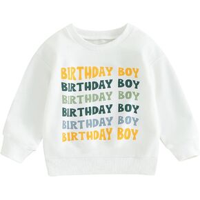 Kayotuas Birthday Shirts for Toddler Baby Boy Girl Birthday Outfit Birthday Boy White Shirt Fall Long Sleeve Crew Neck Tops for 2-3 Years
