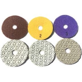 Diamond Wet 3 Steps Polishing Pad 4'' for Concrete Granite Marble Stone 100mm Resin Disc 3pcs/Set