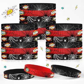 Spider Bracelets Silicone Wristband 30Pcs Superhero Spider Party Decorations Supplies for Spider Theme Kids Birthday Party Favors