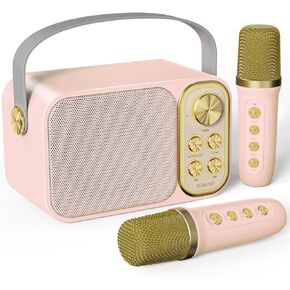 Karaoke Machine for Kids with 2 Wireless Microphones, Mini Karaoke System with 7 Voice Effects, Portable Bluetooth Speaker for Kids, Ideal Gift for Girls, Ideal for Party, Birthday, Family Meeting in Saudi Arabia