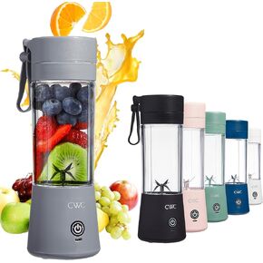 COOK WITH COLOR Mini Portable Blender - 250W Power, 12oz Capacity, Stainless Steel Blade, Wireless/USB Rechargeable,Blue