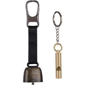 Bear Bell and Whistle, Loud Bear Bell Emergency Whistle Bear Bells Carabiner for Hiking Camping Outdoor Fishing Climbing Mountain Bike Survival Travel