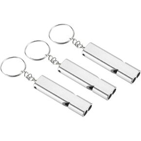 PATIKIL Whistles Emergency Survival Double Tubes Whistles Super Loud Aluminum Whistles with Lanyard Keychain for Outdoor Camping Hiking Boating