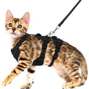 Pawfun Fully Escape Proof Cat Harness and Leash Set for Walking, Adjustable Soft Kitten Vest with Reflective Strip for Small Medium Large Adult Cats, Breathable Kitty Harness,Pink S