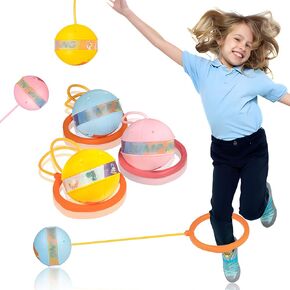 3PCS Light up Ankle Skip Ball Flashing Swing Balls Sports Game Outdoor Glow in The Dark Skip It Adults Jumping Ring Kids School Recess Skipping Toy