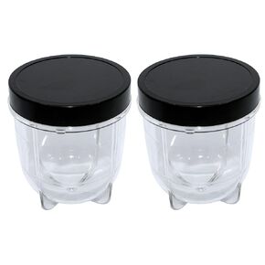 Blendin Replacement Short Cup with Stay Fresh Jar Lid, Compatible with Original Magic Bullet Blender Juicer 250W MB-1001, MB-1001B, MBR-1101, MBR-1701, MBR-1702, MBR-0301 - Small 8oz Cup (2 Pack)