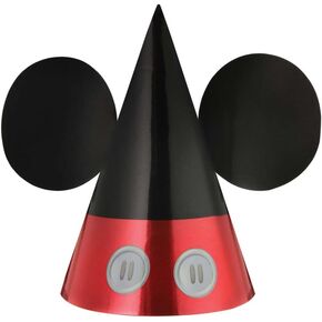 Amscan Mickey Mouse Party Cone Hat | 7 1/4" W x 6 1/2" | 8 Pcs