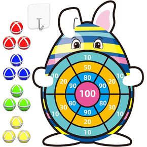 Easter Basket Stuffers, 30" Large Bunny Dartboard Game with 12 Sticky Balls, Easter Eggs Fillers, Easter Baskets for Kids Boys Girls Toddlers Gifts Party Favor Supplies Decorations