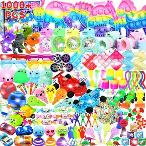 1000+ PCS Party Favors for Kids,Fidget Toys Pack,Christmas Stocking Stuffers,, Birthday Gift, Treasure Box,Goodie Bag Stuffers, Carnival Prizes, Toys Filler Sensory Toy for Classrooom