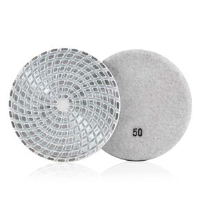 4 Inch Metal Diamond Polishing Pads - Dry or Wet Grinder Tile Stone Marble Concrete Ceramics Glass (50 Grit/1 PCS)