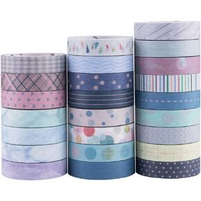 YUBBAEX 24 Rolls Washi Tape Set Basic Skinny Masking Decorative Tapes for Arts, DIY Crafts, Journals, Planners, Scrapbooking, Wrapping (Mini Graphics)