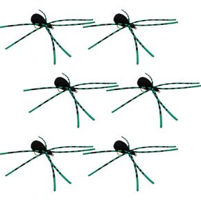 Foam Spider Fly Fishing Set – Black w/Green Legs, Small & Leggy, 6 Pc, Hook Size #16 - Topwater Dry Flies for Bass, Panfish, and Trout