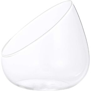 Clear Slant Cut Bowl Glass Vase: Glass Terrarium Bowl Candy Dish Fruit Jar - Clear Terrarium Jar 4.7" W x 4" H Floral Container Round Flower Vase Centerpiece for Wedding Party Home Office Decor