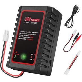 NiMH/NiCd Battery Charger for 2-8s Nimh/Nicd Battery Packs with Standard/Mini Tamiya Connector RC Charger for RC Hobbies Charging Current 1000mA/2000mA