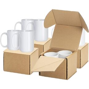 PYD Life 8 Pack 15 OZ Sublimation Ceramic Mugs Blanks Coffee Mugs White Photo Cups Bulk for Cricut Mug Press Print