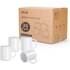 PYD Life Sublimation Mugs Blank 11 OZ Bulk Coffee Mugs White Ceramic Photo Cups Wholesale for Cricut Mug Press Tumbler Heat Press Print 36 Pack…