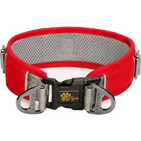 ADITYNA - طوق كلب قابل للتعديل بعرض 2 بوصة للكلاب الكبيرة - زخرفة عاكسة وحلقة مزدوجة على شكل حرف D للسلامة - مادة أكسفورد وبطانة شبكية للراحة (أحمر، كبير: يناسب الرقبة من 18 إلى 23 بوصة) in Kuwait