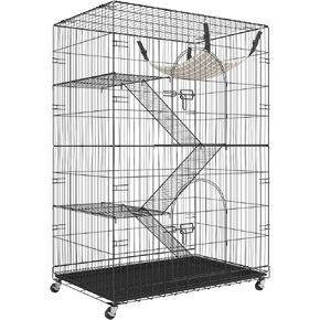VEVOR 3-Tier Cat Playpen Catio with Wheels, Resting Box, Waterproof Roof, Windows & Doors, Removable Tray