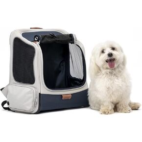 حقيبة ظهر PetSafe Happy Ride لحمل الحيوانات الأليفة - مثالية للكلاب والقطط التي يصل وزنها إلى 20 رطلاً - نوافذ شبكية للسفر المريح - حبل تسخير للسلامة - فتحة علاج سهلة الوصول - يمكن تأمينها في السيارة