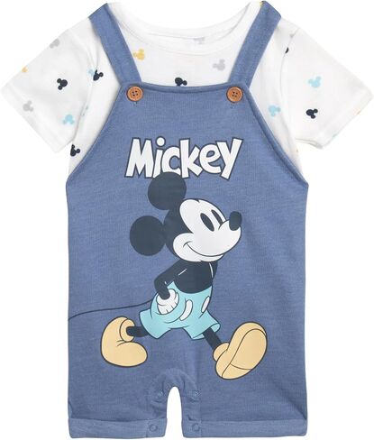 Disney Baby Boys Shorts Set - 2 Piece Spiderman Mickey Mouse Cars Winnie the Pooh Shortall Romper Shirt Short Set (0-3M-24M) in Kuwait