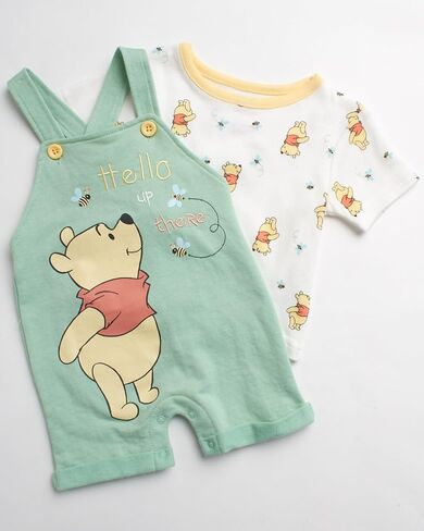 Disney Baby Boys Shorts Set - 2 Piece Spiderman Mickey Mouse Cars Winnie the Pooh Shortall Romper Shirt Short Set (0-3M-24M) in Kuwait