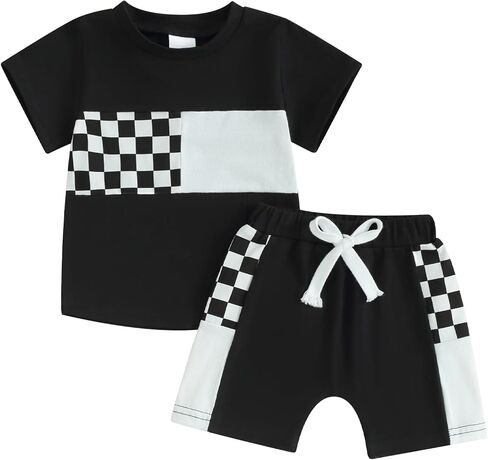BeQeuewll 4th of July Baby Boy Outfit USA Truck Short Sleeve Shirt Elastic Shorts 2Pcs Toddler Boys Fourth of July Outfits in Saudi Arabia