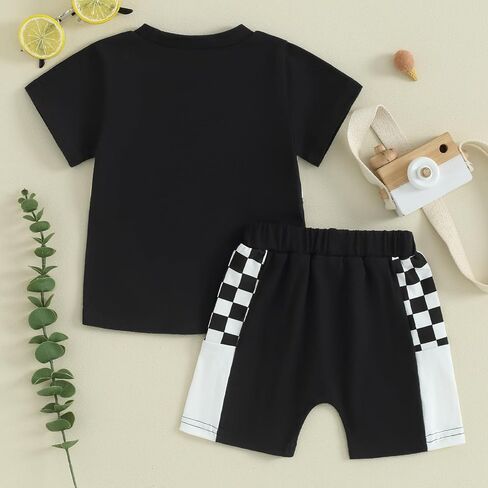BeQeuewll 4th of July Baby Boy Outfit USA Truck Short Sleeve Shirt Elastic Shorts 2Pcs Toddler Boys Fourth of July Outfits in Saudi Arabia