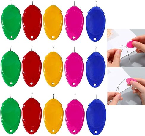 YEQIN Needle Threader for Hand Sewing 15 Pieces, Plastic Wire Loop DIY Simple Needle Threader Hand Machine Sewing Tool for Sewing Crafting in Saudi Arabia