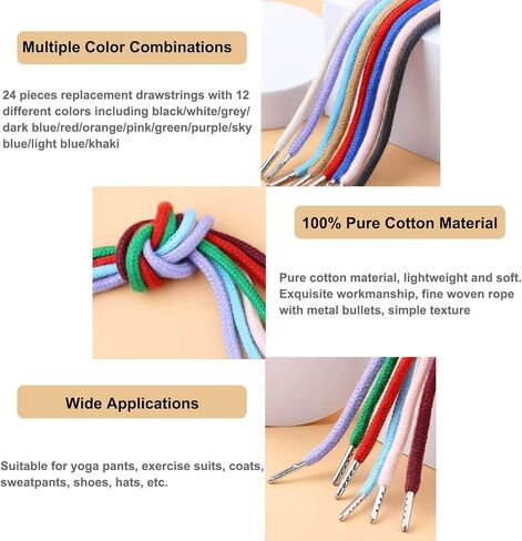 24 قطعة من حبال الرباط، أربطة بديلة مع 4 قطع من الخيوط السهلة للسراويل الرياضية والسراويل القصيرة والمعاطف والسترات in Kuwait