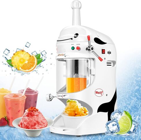 Newhai ماكينة حلاقة الثلج التجارية بقدرة 350 واط مع غطاء صانع مخروط الثلج الأوتوماتيكي ماكينة حلاقة الثلج الكهربائية بسمك قابل للتعديل كسارة الجليد 250-300 دورة في الدقيقة للمقهى والحليب والشاي ومطعم الفندق in Kuwait