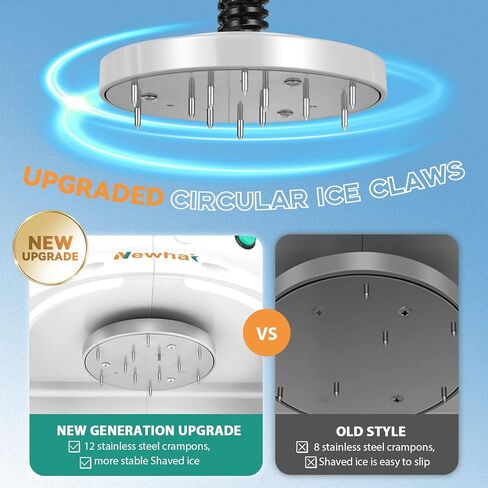 Newhai ماكينة حلاقة الثلج التجارية بقدرة 350 واط مع غطاء صانع مخروط الثلج الأوتوماتيكي ماكينة حلاقة الثلج الكهربائية بسمك قابل للتعديل كسارة الجليد 250-300 دورة في الدقيقة للمقهى والحليب والشاي ومطعم الفندق in Kuwait