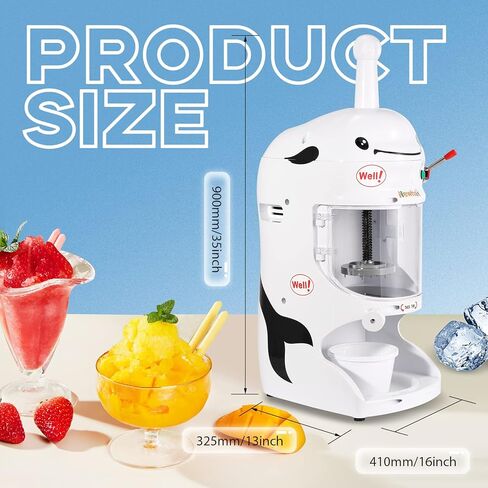 Newhai ماكينة حلاقة الثلج التجارية بقدرة 350 واط مع غطاء صانع مخروط الثلج الأوتوماتيكي ماكينة حلاقة الثلج الكهربائية بسمك قابل للتعديل كسارة الجليد 250-300 دورة في الدقيقة للمقهى والحليب والشاي ومطعم الفندق in Kuwait