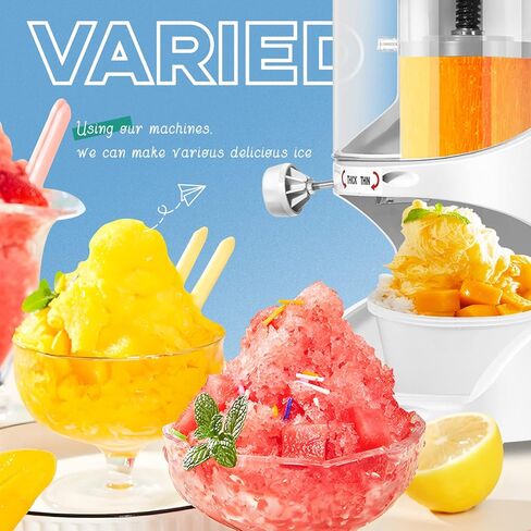 Newhai ماكينة حلاقة الثلج التجارية بقدرة 350 واط مع غطاء صانع مخروط الثلج الأوتوماتيكي ماكينة حلاقة الثلج الكهربائية بسمك قابل للتعديل كسارة الجليد 250-300 دورة في الدقيقة للمقهى والحليب والشاي ومطعم الفندق in Kuwait