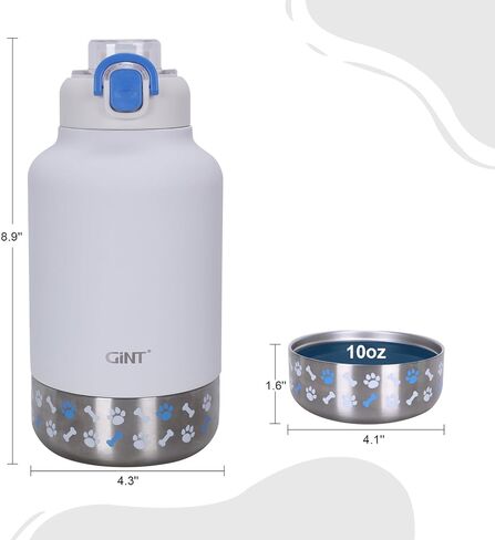 GiNT 37oz / 1.1L Insulated Dog Water Bottle with Carrying Case, Dark Grey in Kuwait